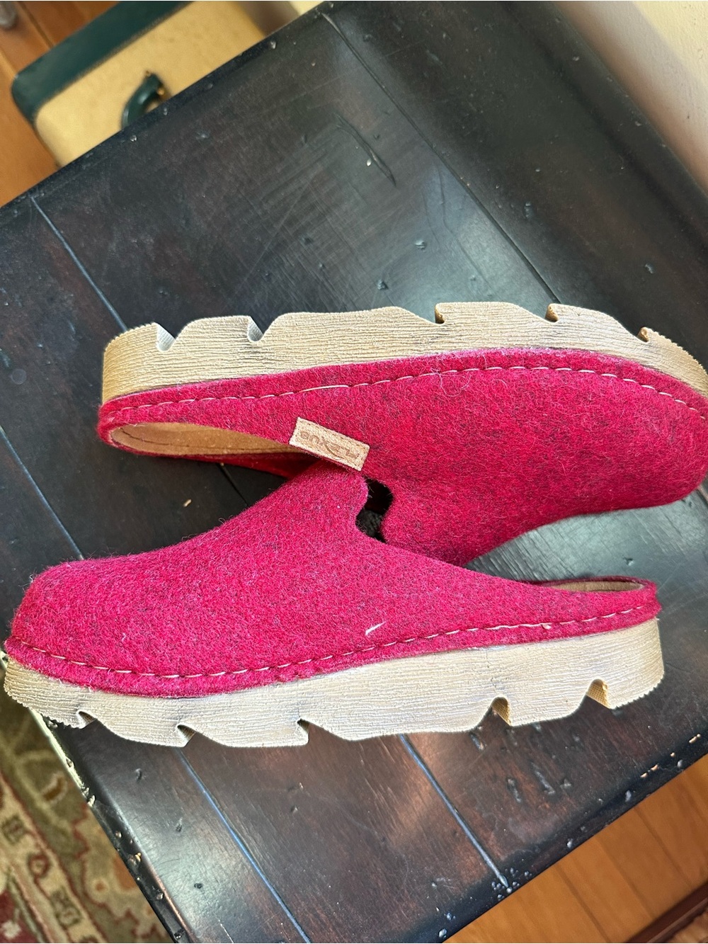 Flexus by Spring Step Cloggish Wool Felt Platform Clogs Slippers Red 38 US 7.5 - Picture 8 of 9